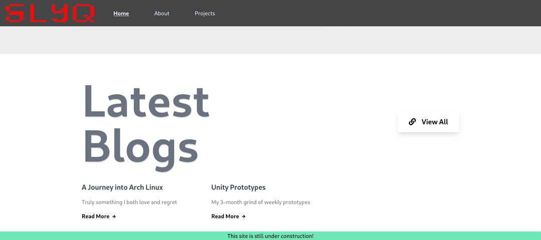 Old portfolio front page blog